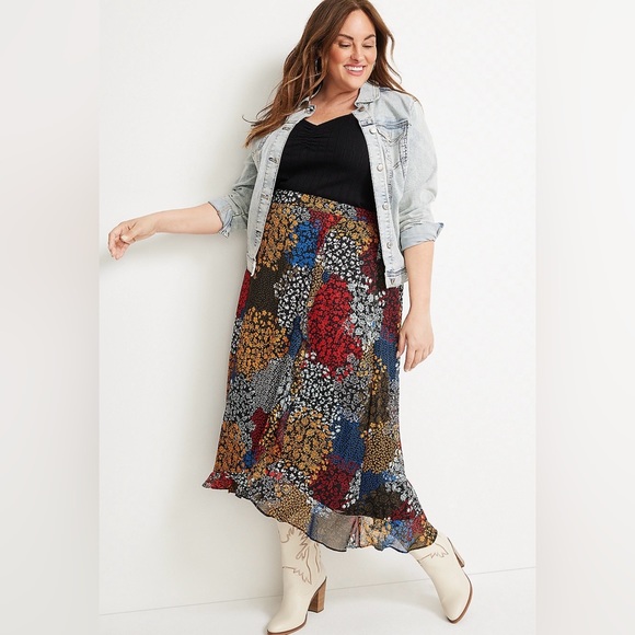 Maurices Dresses & Skirts - Maurices Boho Floral Briar Faux Wrap Midi Skirt NWT Spring Fall Bohemian